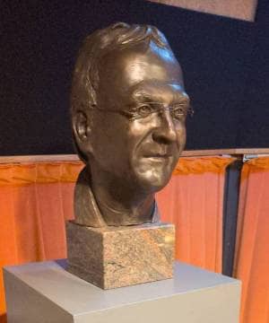 Bust of David Richards, sound engineer and owner of the Studio