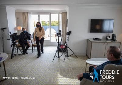 Rodaje de un documental en Montreux con Peter Freestone